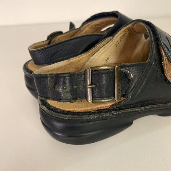 Finn Comfort Black Leather Slingback Three Strap Sandals - Picture 7 of 7